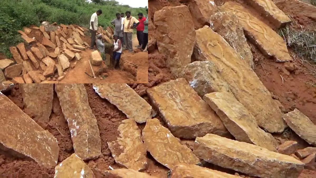 As the pit was dug, piles of ancient cobblestones were found
