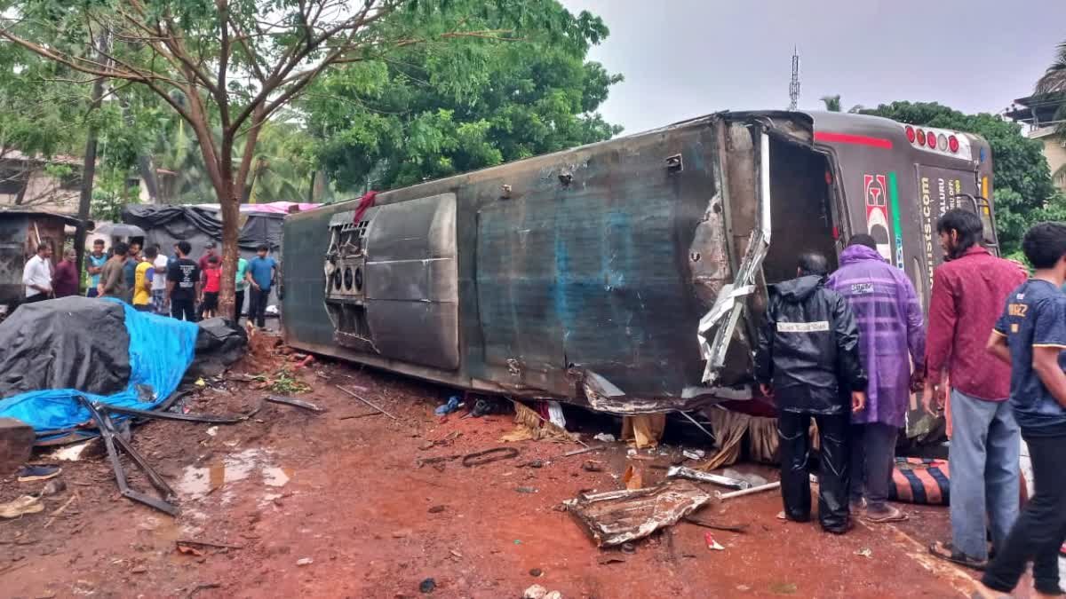 The driver lost control and the private bus overturned