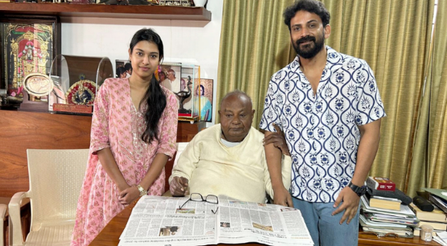 ಮಾಜಿ ಪಿಎಂ ದೇವೇಗೌಡರನ್ನು ಭೇಟಿಯಾಗಿ ಮದುವೆಗೆ ಆಹ್ವಾನಿಸಿದ ಡಾಲಿ
