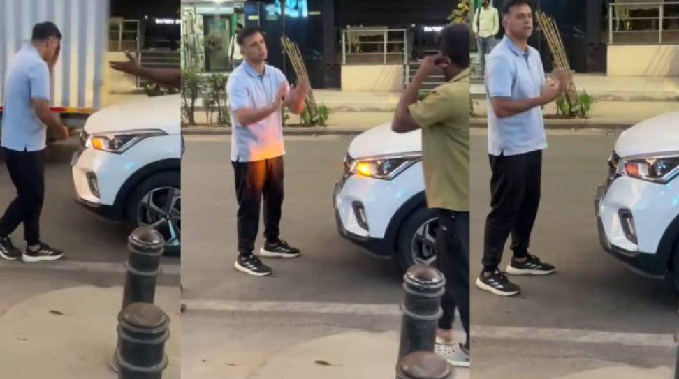 ಬೆಂಗಳೂರು || ದ್ರಾವಿಡ್‌ ಕಾರಿಗೆ ಗುದ್ದಿದ ಗೂಡ್ಸ್‌ ಆಟೋ