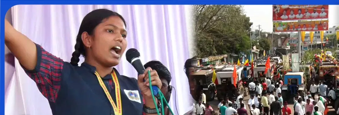  “ರೈತರ ಕಷ್ಟ ಗೊತ್ತೇನ್ರೀ? AC ರೂಮಲ್ಲಿ ಕುಳಿತುಕೊಂಡು ರೈತರ ದುಃಖ ಕೇಳೋ ರಾಜಕಾರಣಿಗಳಿಗೊಂದು ಪ್ರಶ್ನೆ!” — ವಿದ್ಯಾರ್ಥಿನಿ ಖಡಕ್ ಆಕ್ರೋಶ.