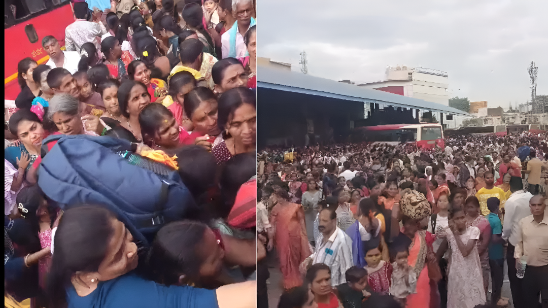 ಶಕ್ತಿ ಯೋಜನೆ ಎಫೆಕ್ಟ್, ಬಸ್ಸಿಗಾಗಿ ನೂಕುನುಗ್ಗಲು!